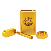 Hliníková One Hit sada s integrovanou drtičkou a šlukovkou Super Puff, zlatá