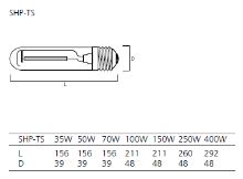 Sylvania SHP-T Super 600W HPS discharge lamp
